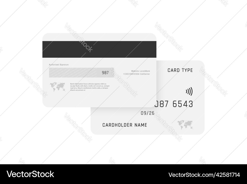 Credit card mockup set of plastic debit or vector image