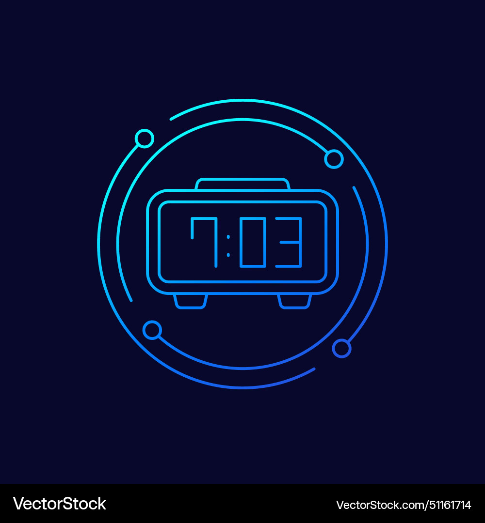 Digital clock icon linear design vector image