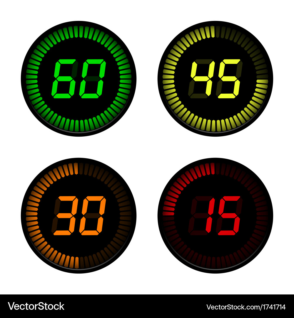 Digital Countdown Timer Icons Vector Image
