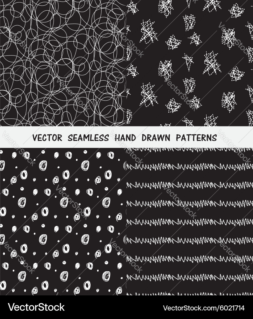 Hand drawn seamless patterns set Vector Image
