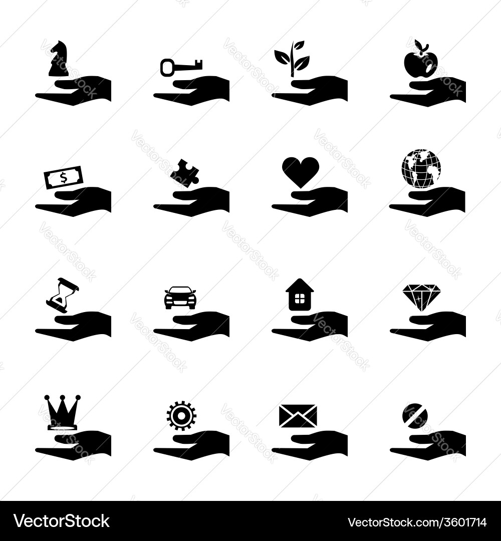 Hand with Object Icons vector image