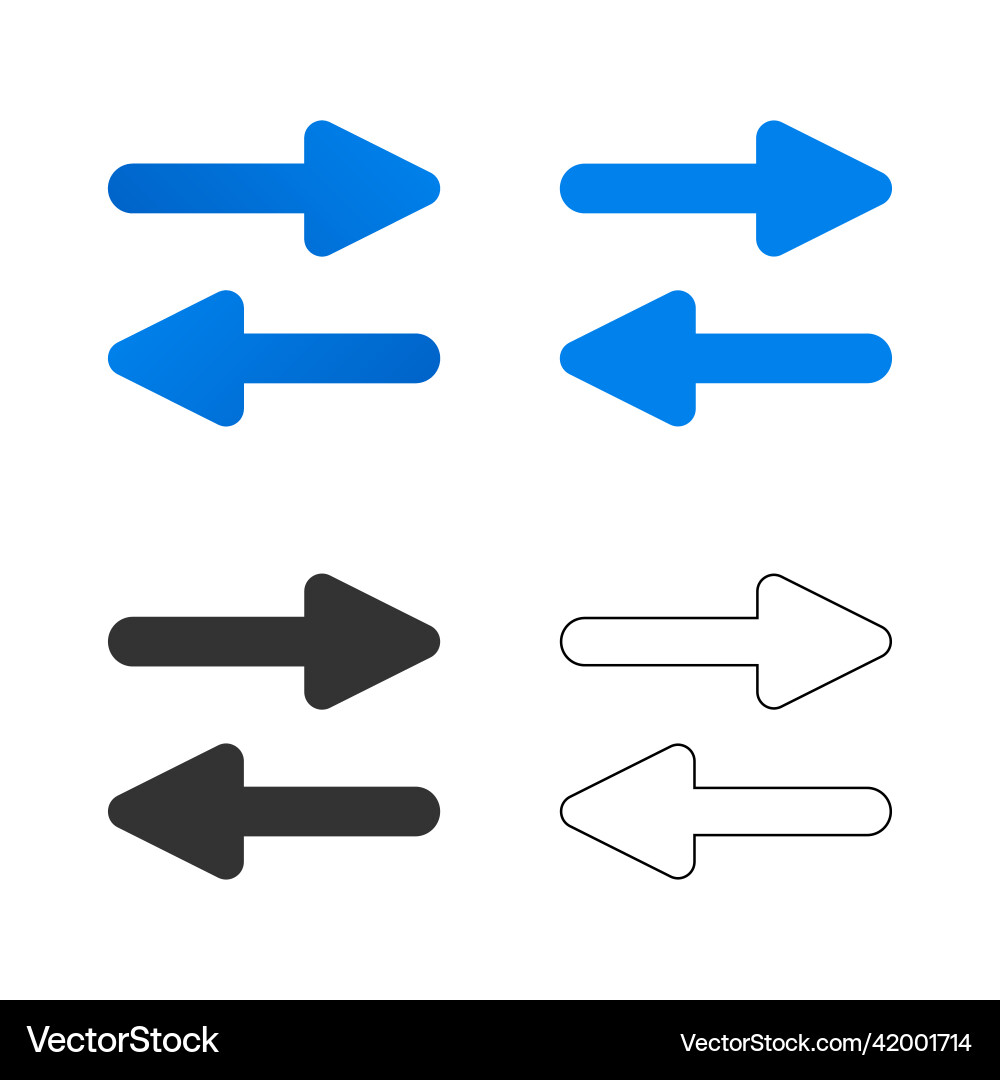 Left-right arrow icon or symbol set in flat style Left-right arrow icon or symbol set in flat style Vector Image