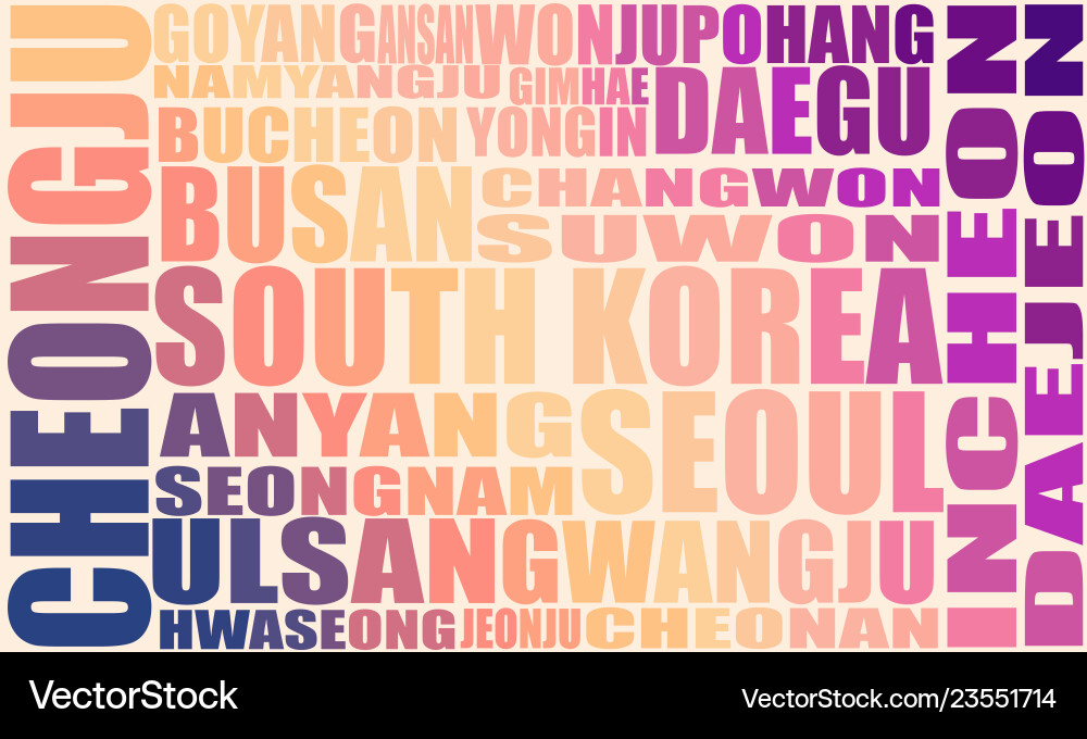 List of cities and towns south korea List of cities and towns south korea vector image