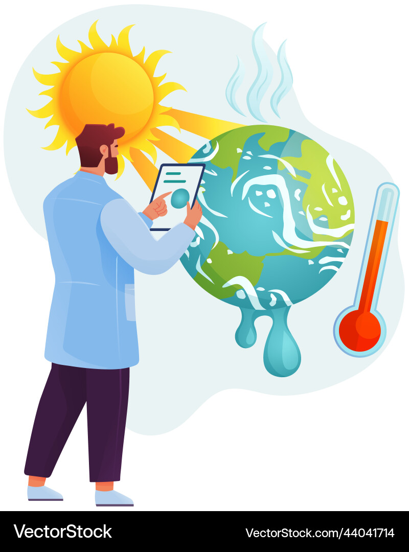 Man makes analysis of ecology and environment Man makes analysis of ecology and environment Vector Image