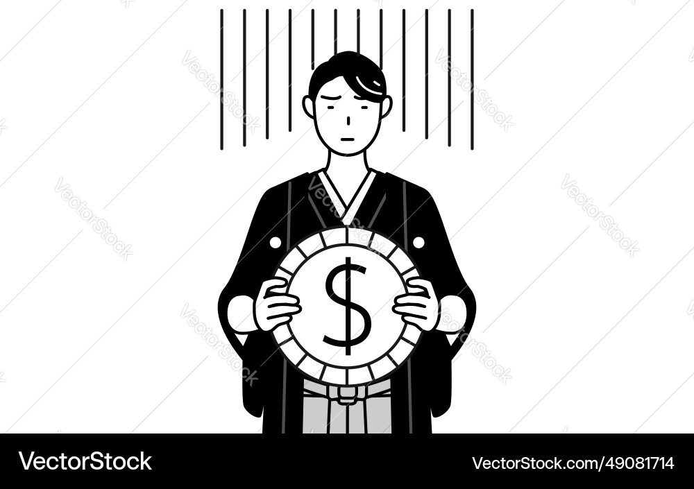 Man wearing hakama with crest an image Man wearing hakama with crest an image Vector Image