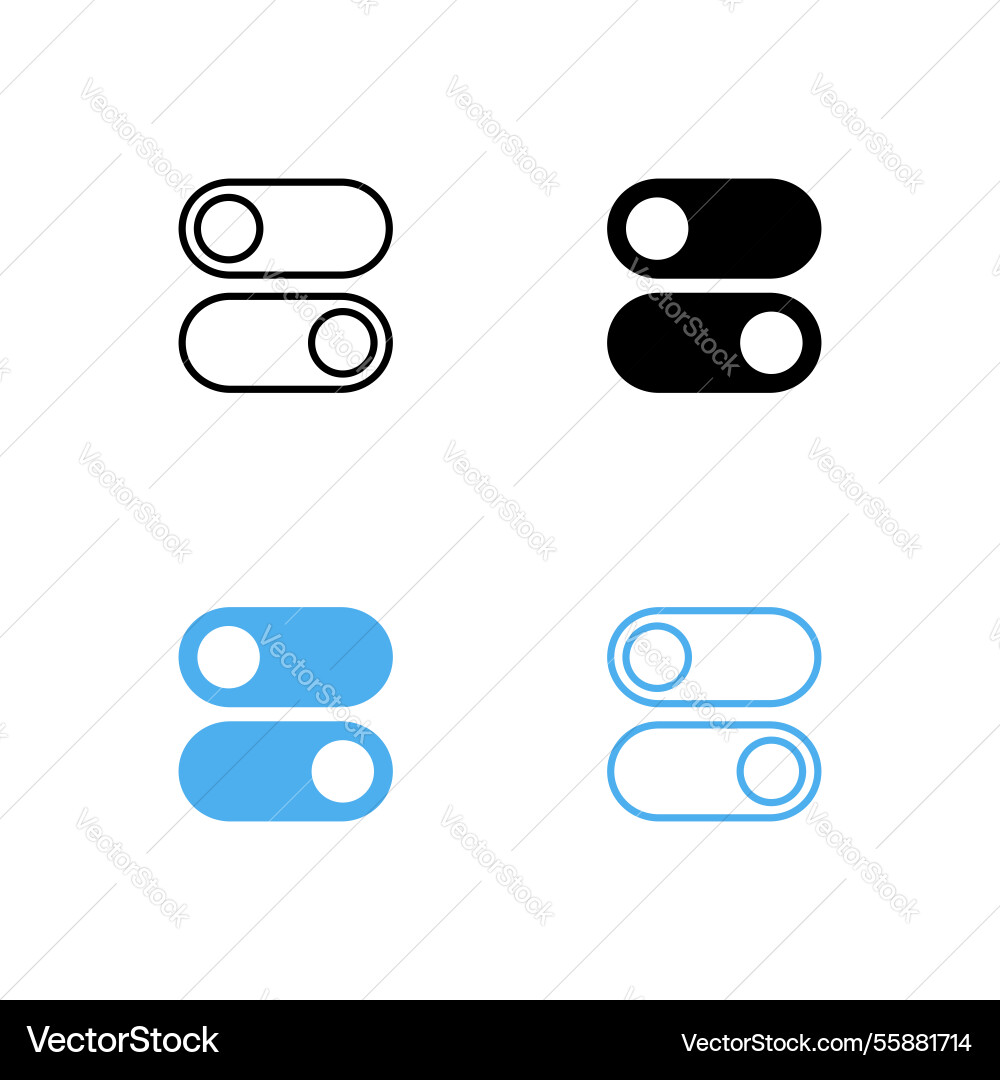 On and off toggle switch buttons dark mode light On and off toggle switch buttons dark mode light vector image