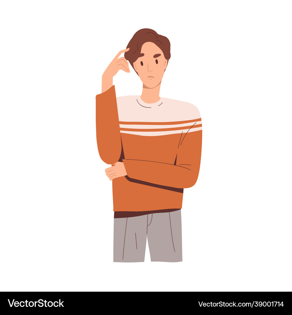 Puzzled pensive Mann Denken und Kratzen seiner Puzzled pensive Mann Denken und Kratzen seiner vektorbild