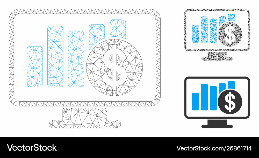 Sales monitor mesh network model Sales monitor mesh network model vector image