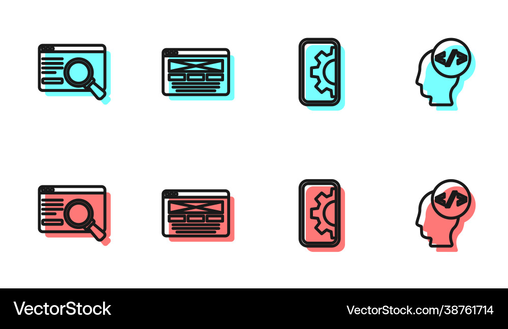Set line web development ui or ux design Set line web development ui or ux design vector image