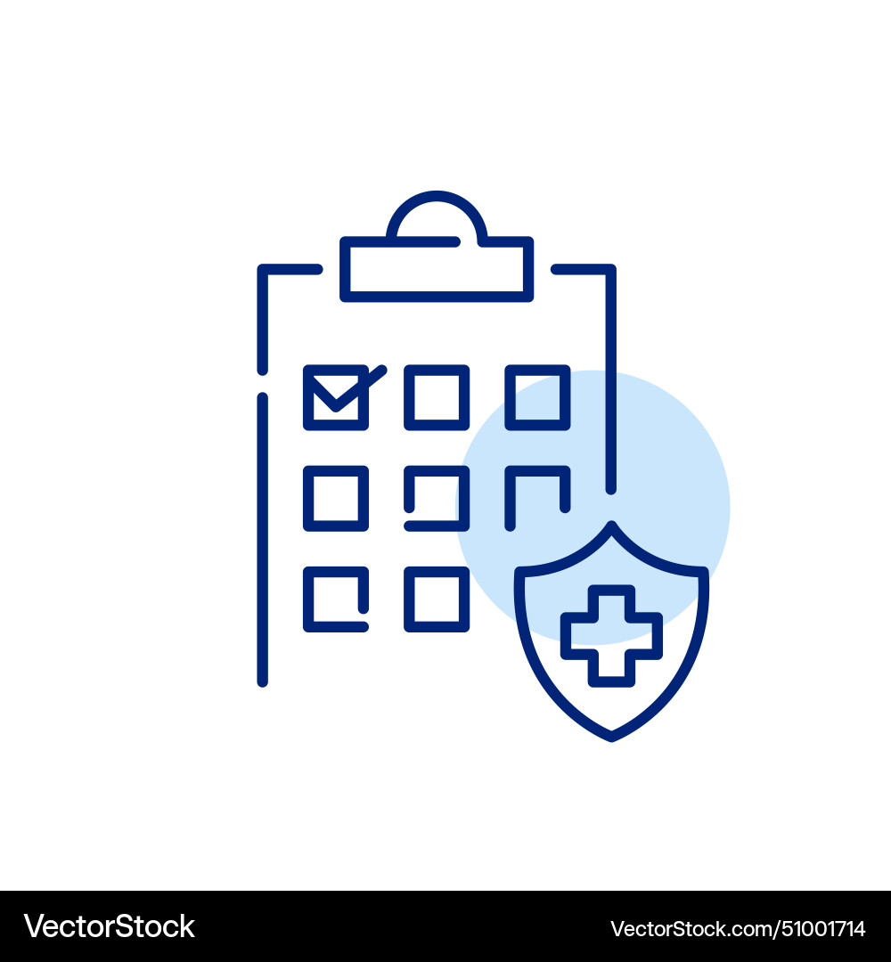 Shield with a cross symbol checklist indicating Shield with a cross symbol checklist indicating vector image