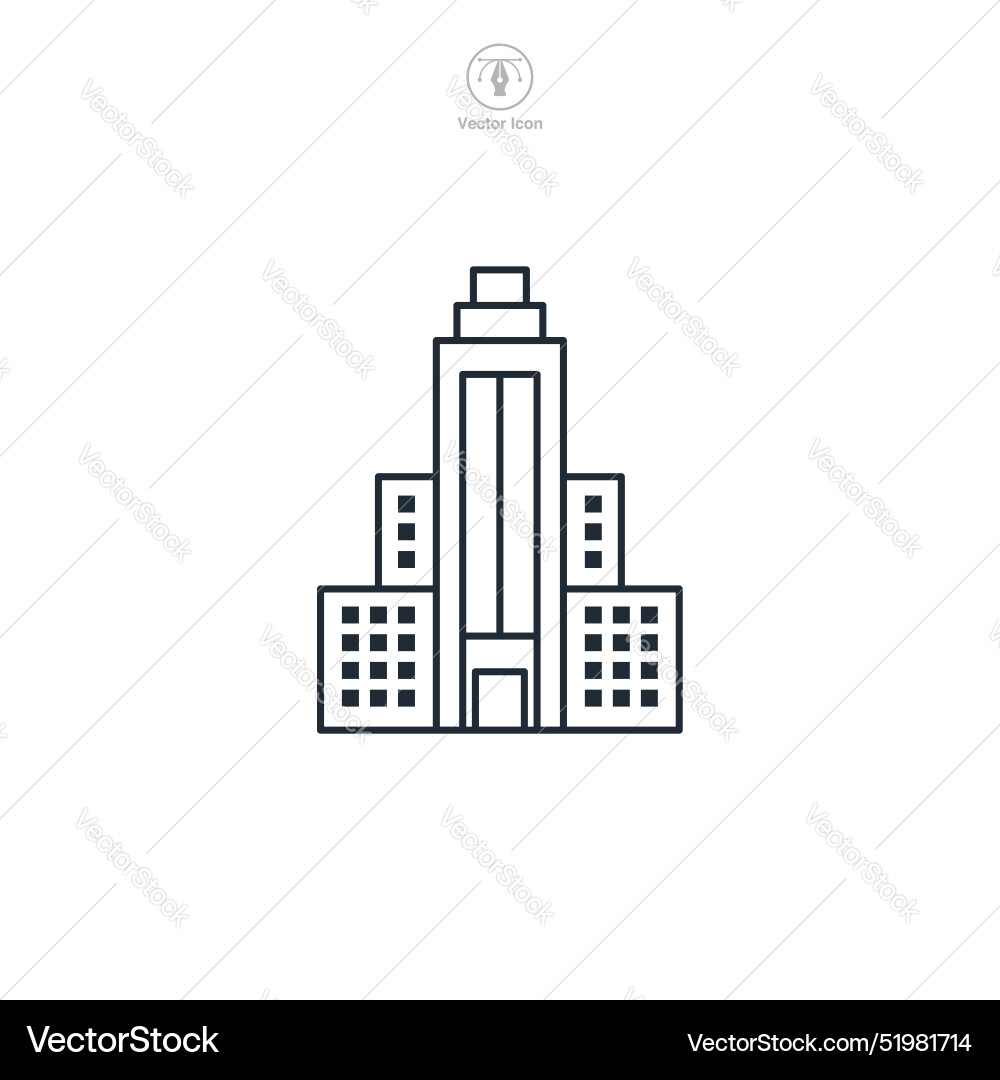 Skycraper building icon symbol isolated on white Vector Image