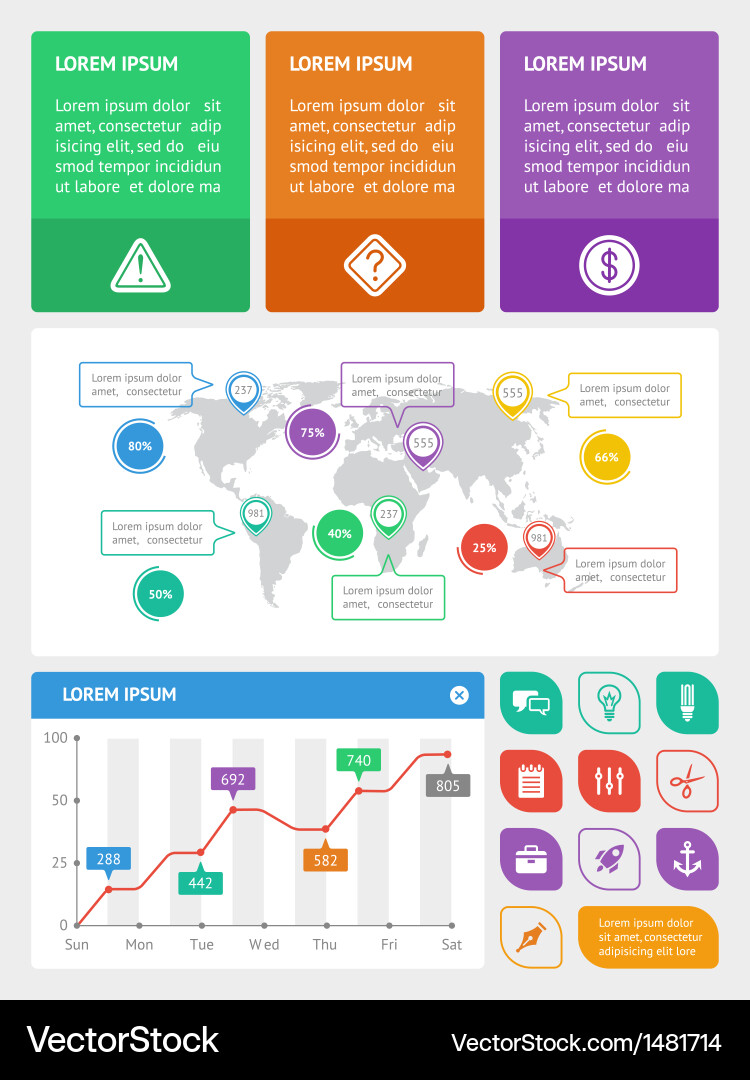 Ui infographics and web elements Vector Image