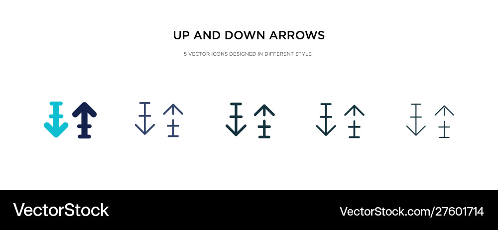 Up and down arrows icon in different style two Vector Image