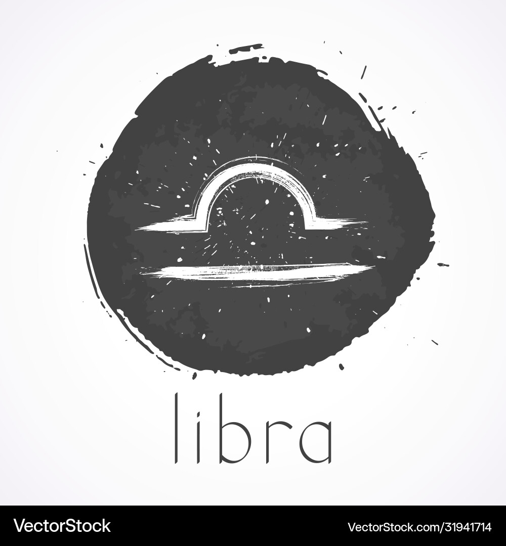 With hand drawn zodiac sign libra on a grunge ink With hand drawn zodiac sign libra on a grunge ink vector image