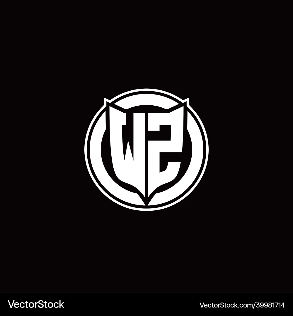 Wz logo monogram with shield and circluar shape Wz logo monogram with shield and circluar shape Vector Image