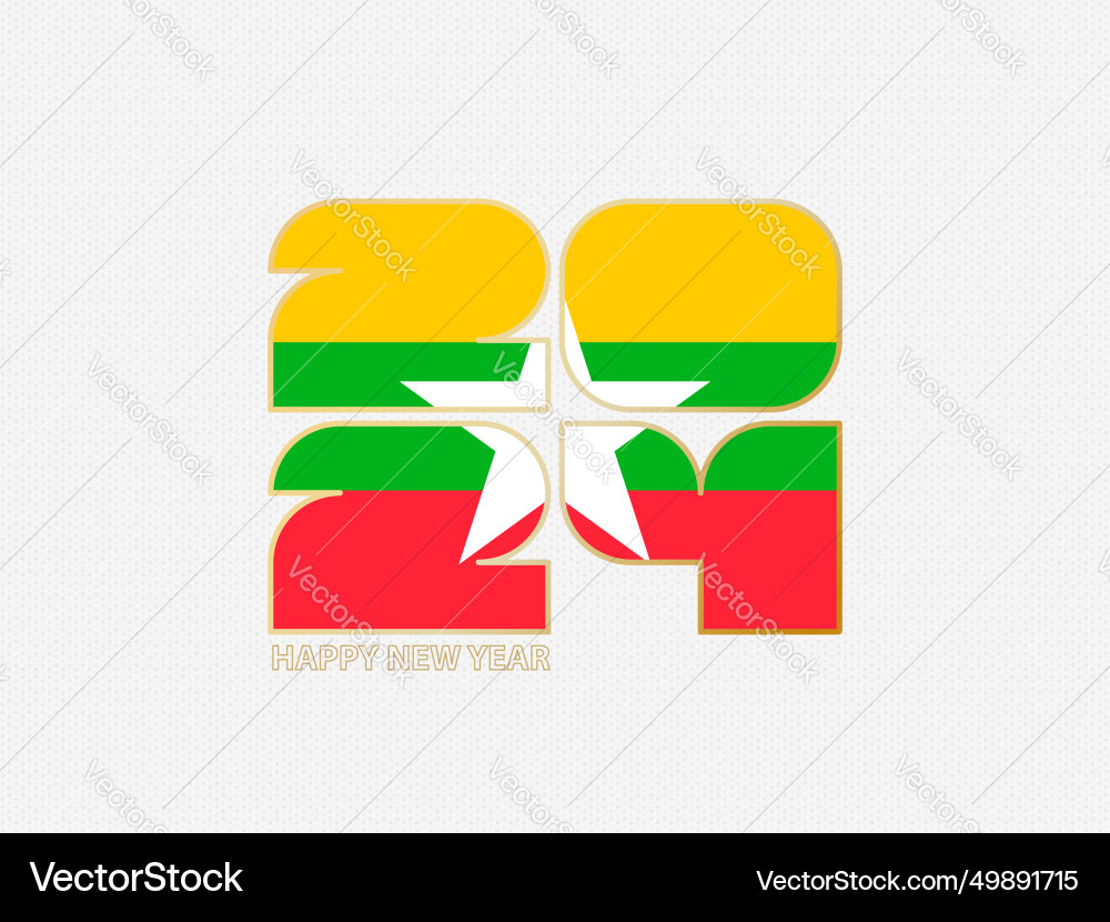 Abstract numbers 2024 with flag of myanmar Vector Image