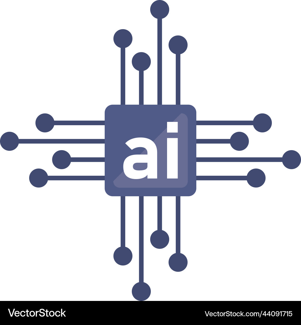 Ai chip processor tech vector image