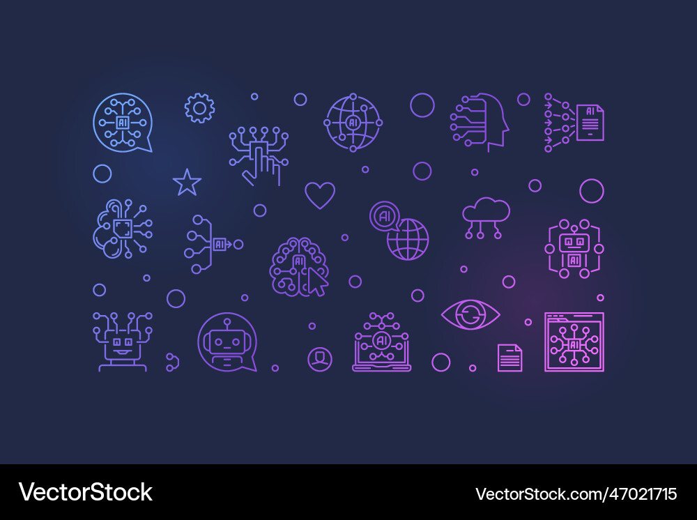 Artificial intelligence ai horizontal outline Artificial intelligence ai horizontal outline vector image