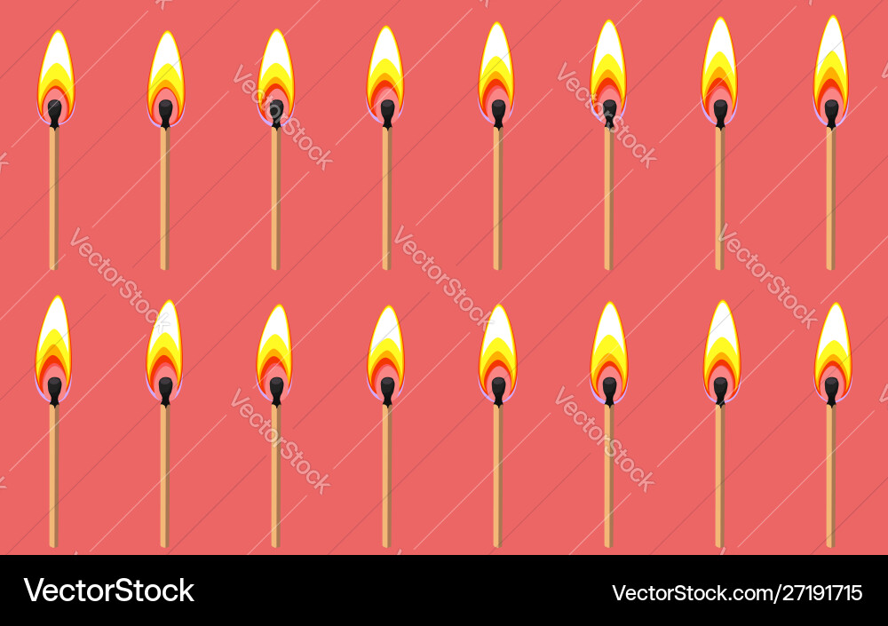 Burning match animation sprite on red background Burning match animation sprite on red background vector image