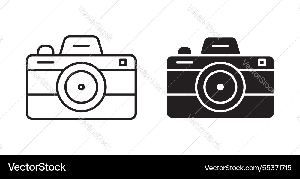 Camera icon set in thin line for web vector image