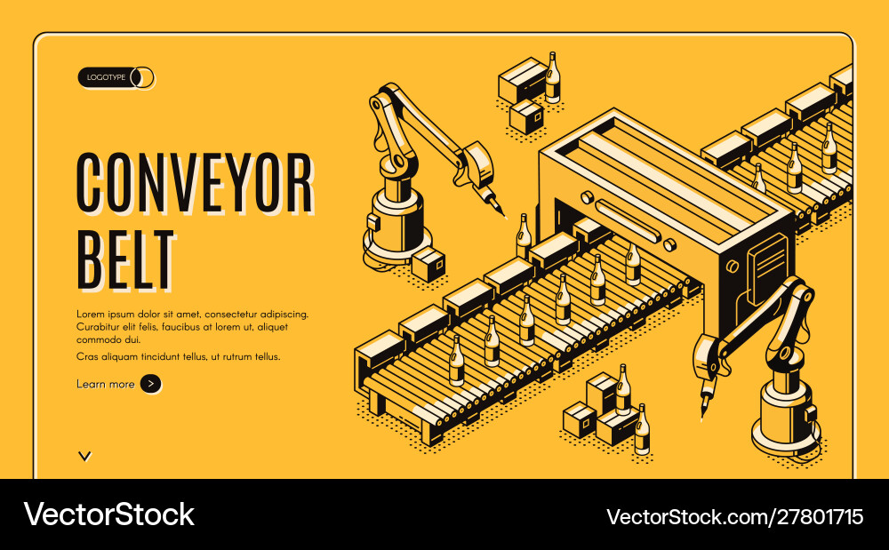 Conveyor Belt Production with Robotic Arms vector image
