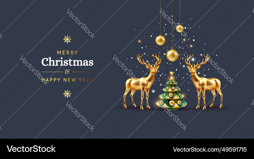 Elegant christmas card with golden Elegant christmas card with golden vector image