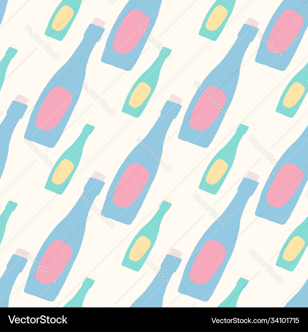 Hand drawn isolated seamless pattern with bottles Hand drawn isolated seamless pattern with bottles Vector Image