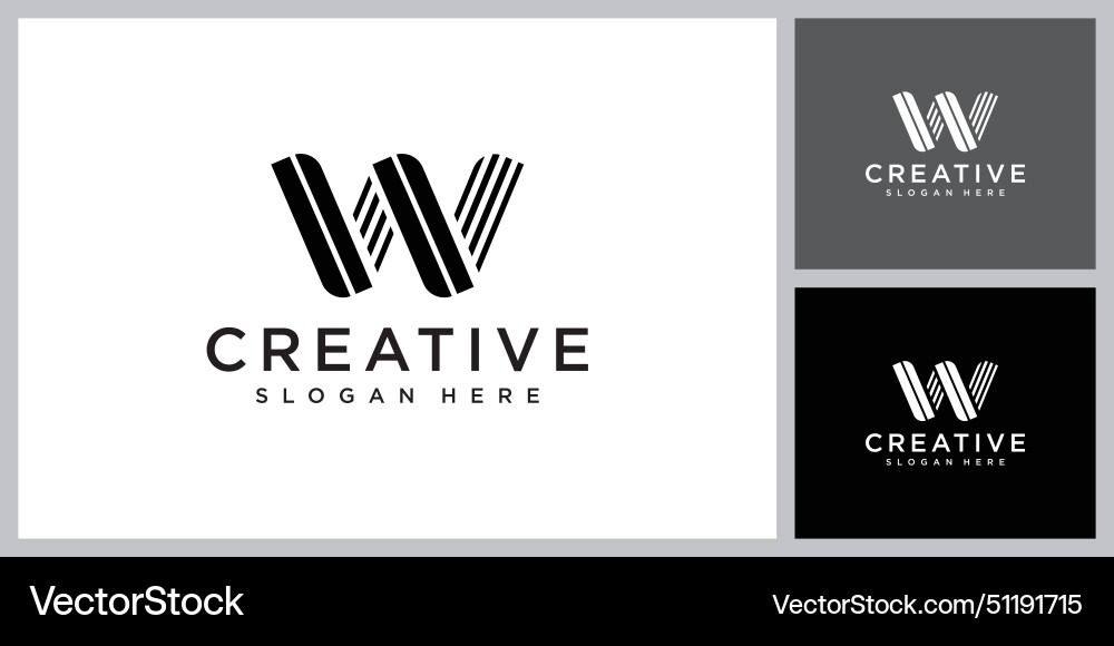 Initials letter w logo design line style Vector Image
