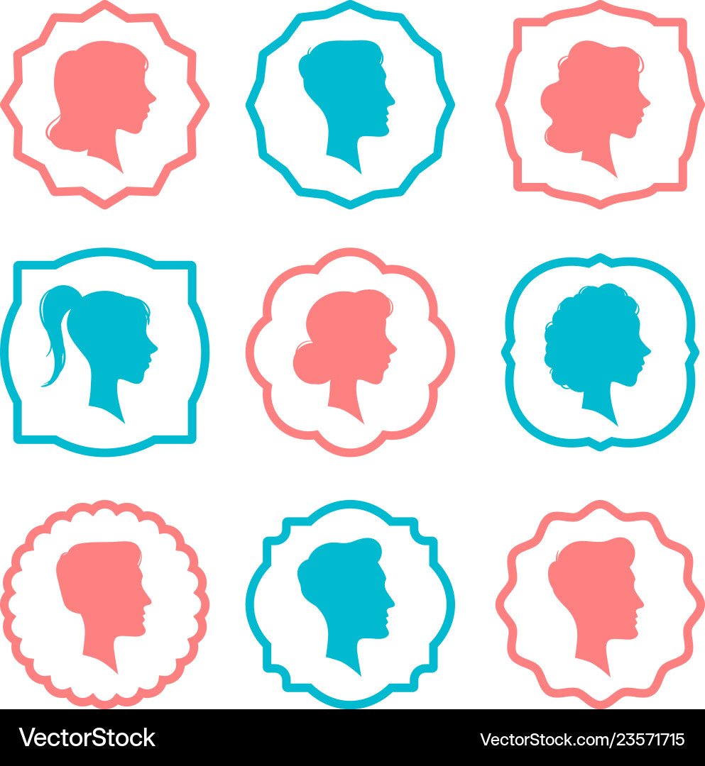 Male and female head silhouettes avatars people Male and female head silhouettes avatars people vector image