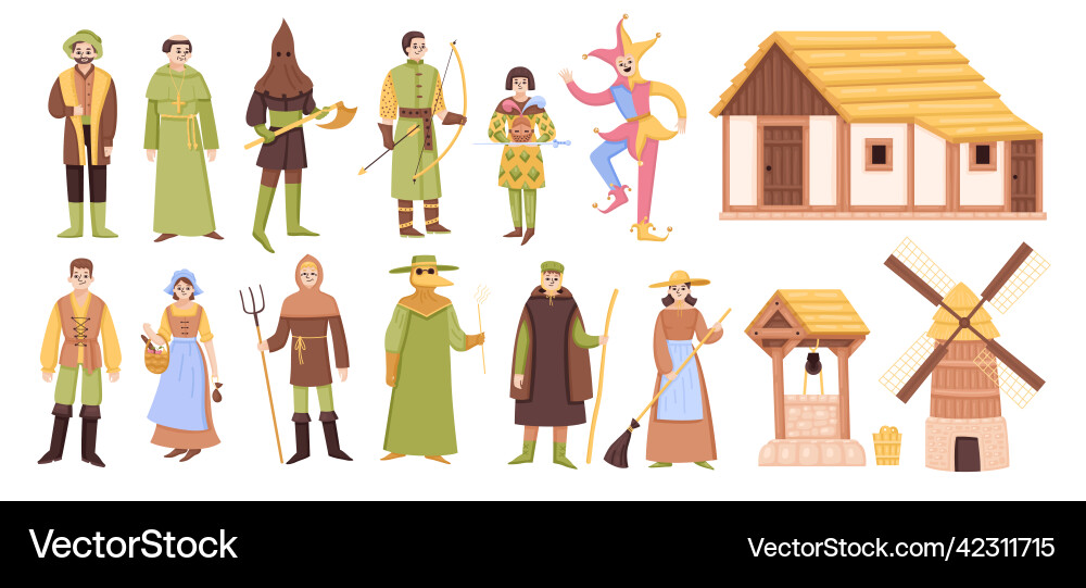 Medieval people kingdom set Medieval people kingdom set vector image