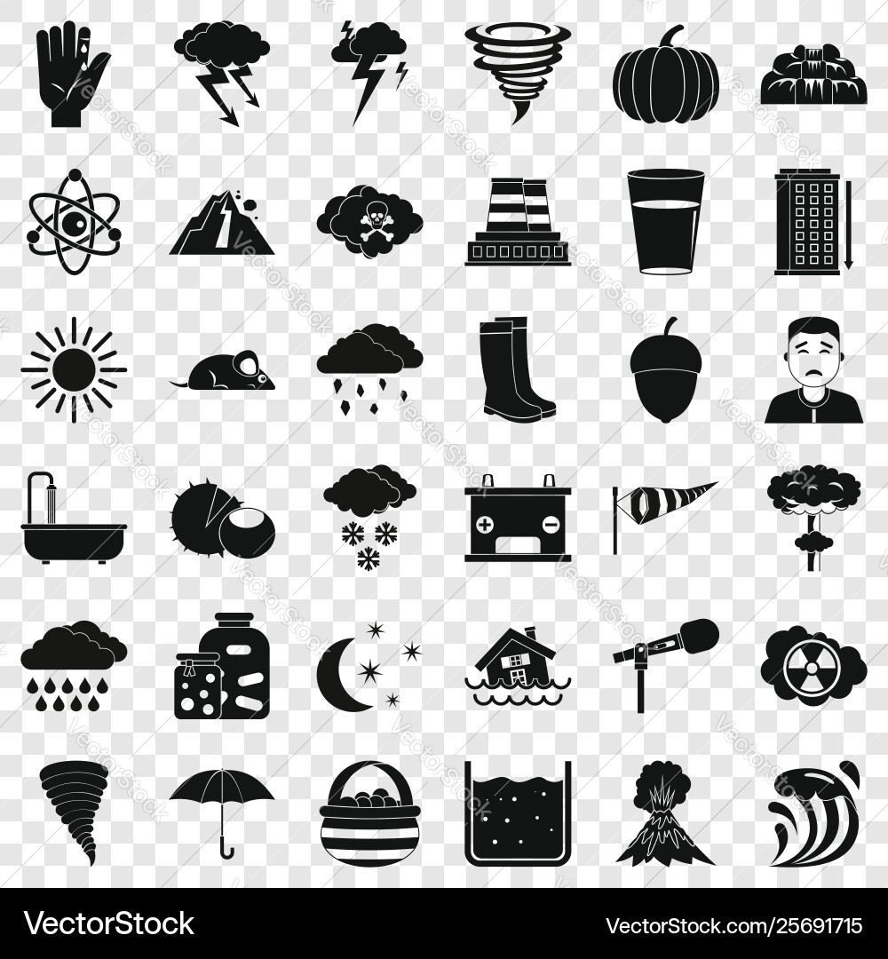 Meteorology icons set simple style Meteorology icons set simple style vector image