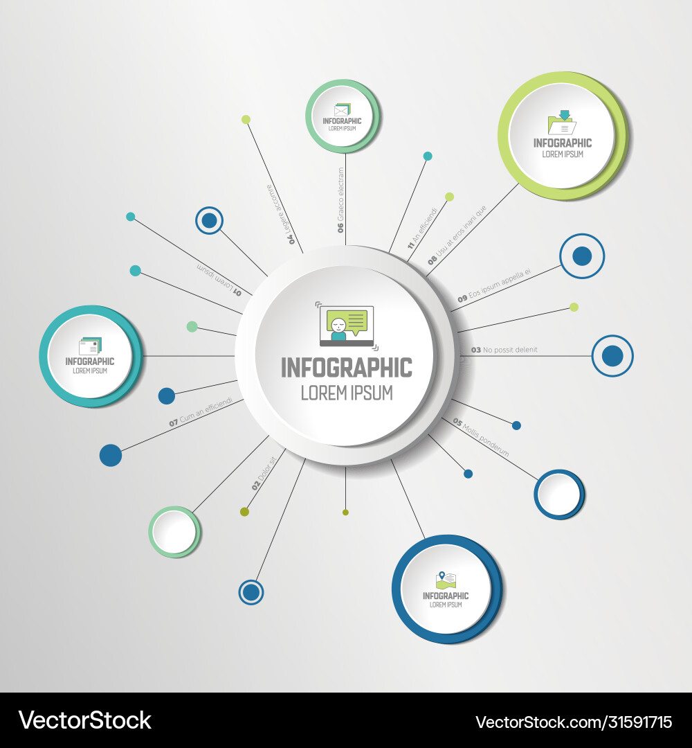 Net molecule structure with circles infographic Net molecule structure with circles infographic vector image