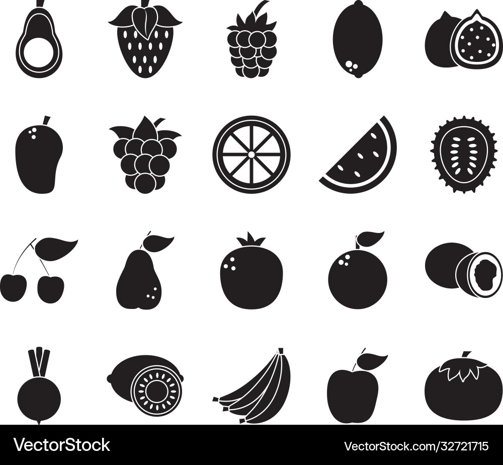 Orange und gesunde Früchte Ikone gesetzt Silhouette Orange und gesunde Früchte Ikone gesetzt Silhouette vektorbild