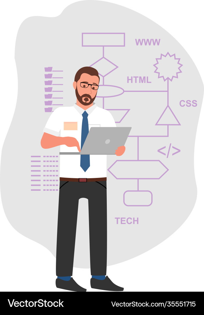 Programmer coding on laptop Programmer coding on laptop vector image