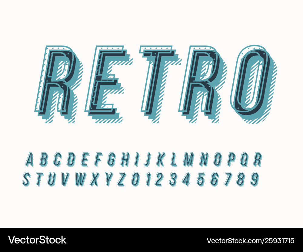 Retro font and alphabet stock Retro font and alphabet stock vector image
