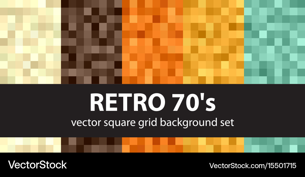 Retro Pixel Art Background Set Vector Image