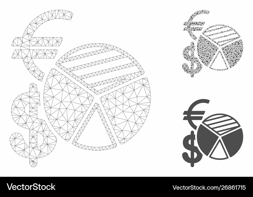 Sales pie chart mesh network model Sales pie chart mesh network model vector image