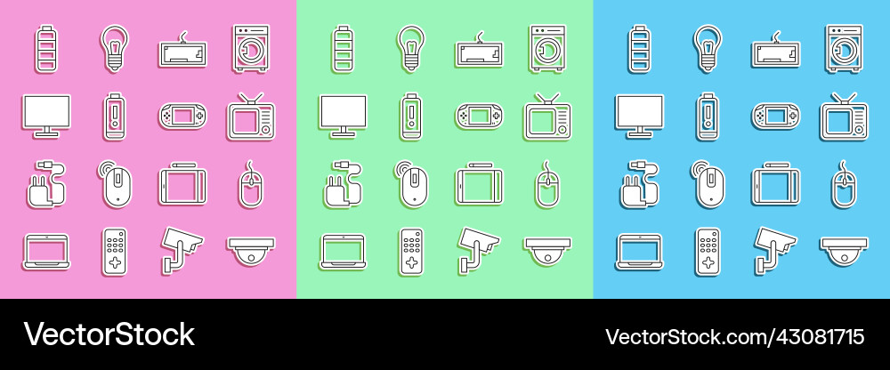 Set line motion sensor computer mouse retro tv vector image