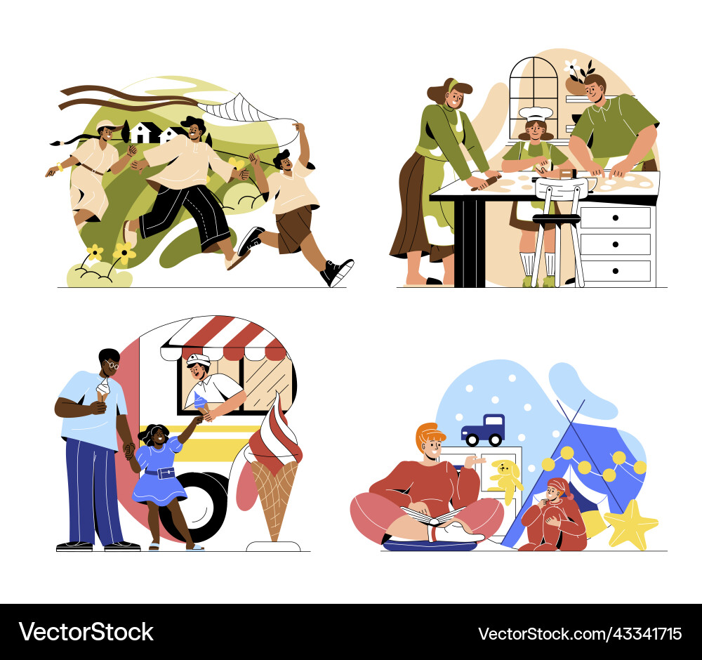 Set of happy families with children Set of happy families with children vector image