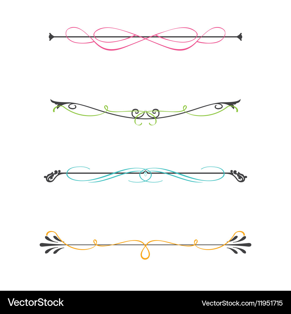 Set of two color calligraphic design elements vector image