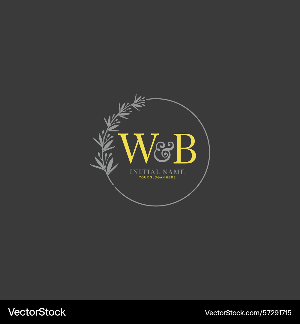 Wb initial logo templates with botanical elements Vector Image
