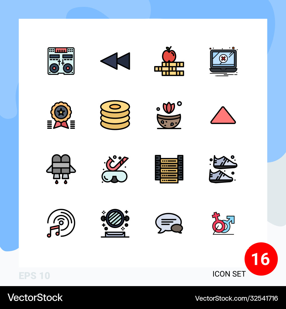 16 user interface flat color filled line pack Vector Image