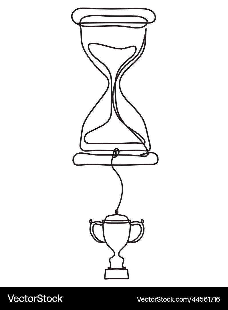 Abstract clock with trophy as line drawing vector image