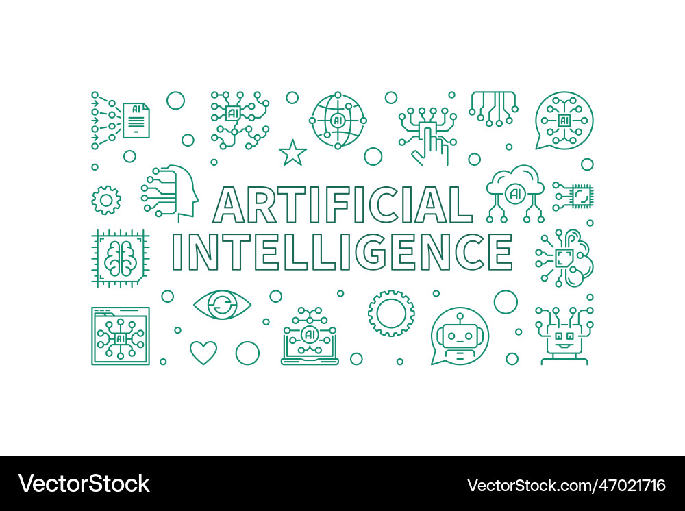 Artificial intelligence concept line horizontal Vector Image