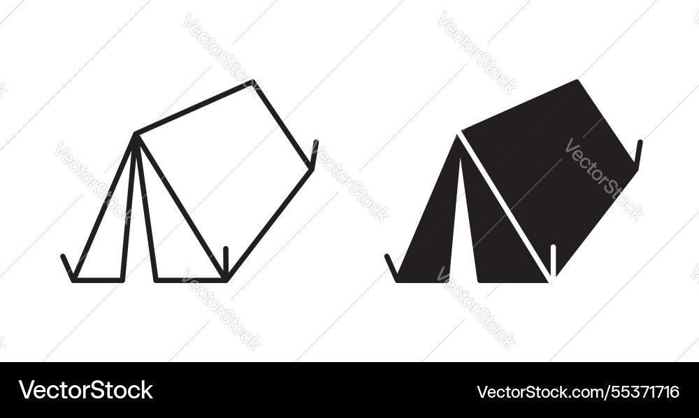 Camping icon set in thin line for web Vector Image