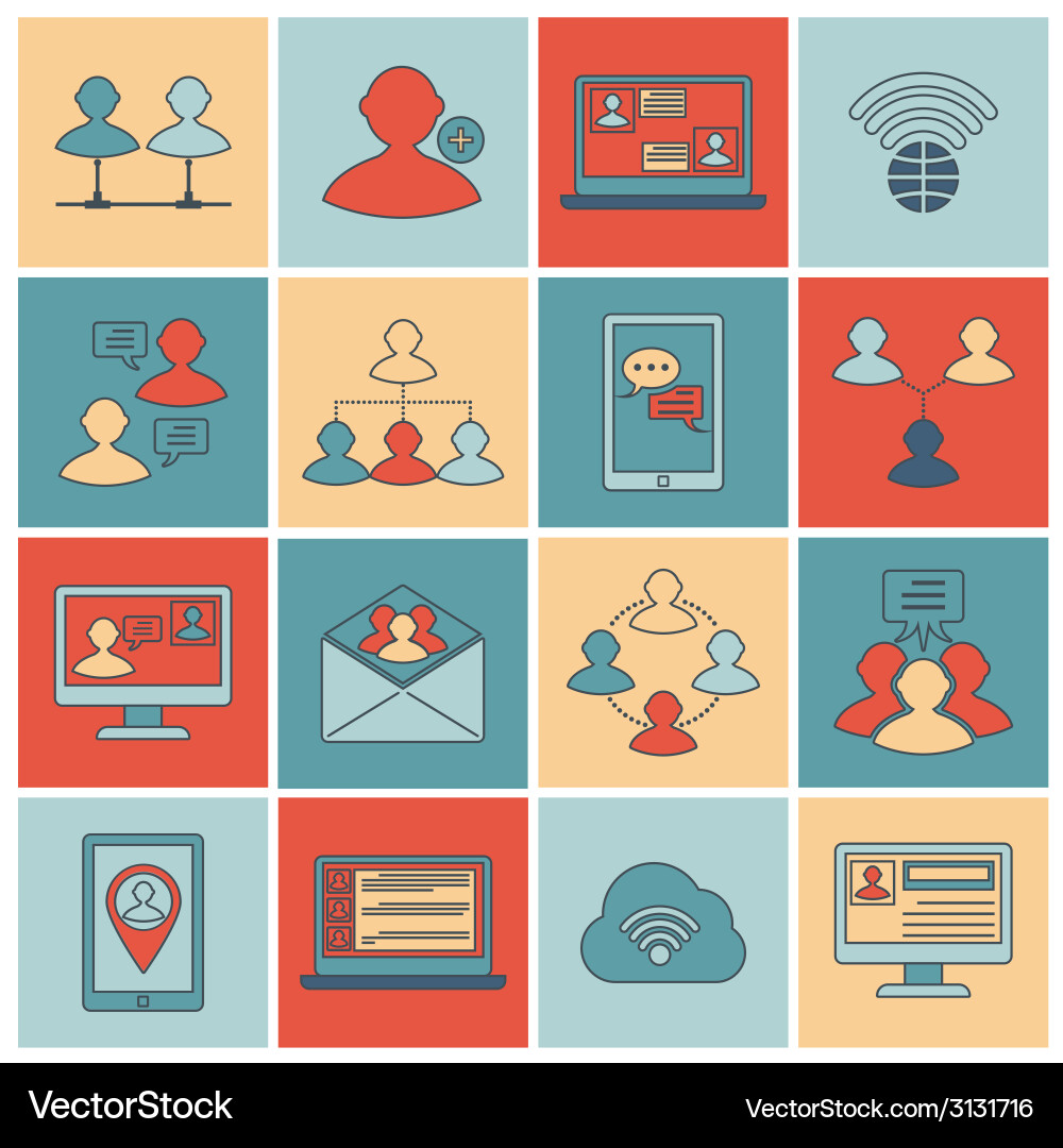 Communication icons set flat line Vector Image