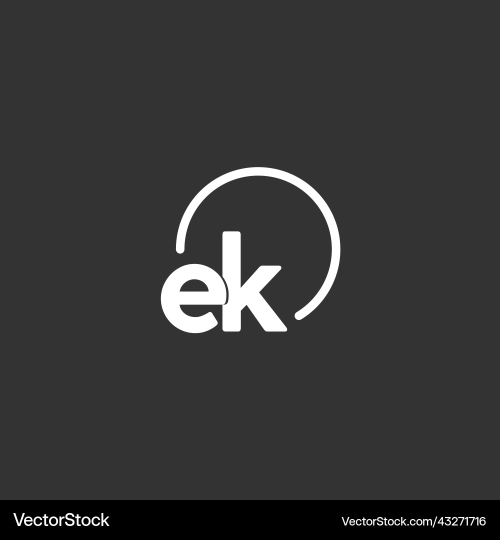 Ek initial logo with rounded circle Ek initial logo with rounded circle Vector Image