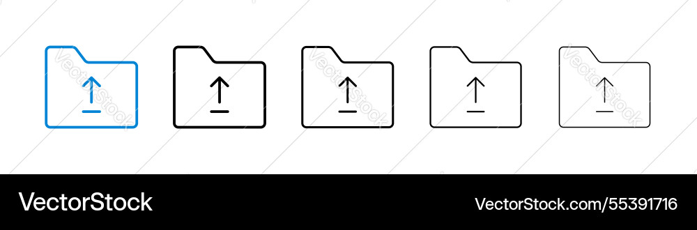 Folder upload icons in five different stroke sizes vector image