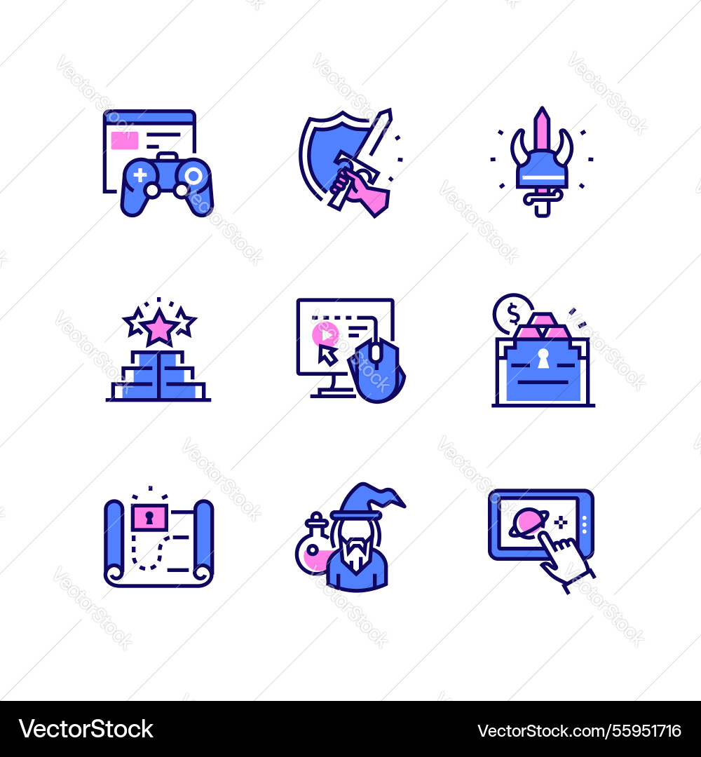 Game components - line design style icons set Game components - line design style icons set vector image