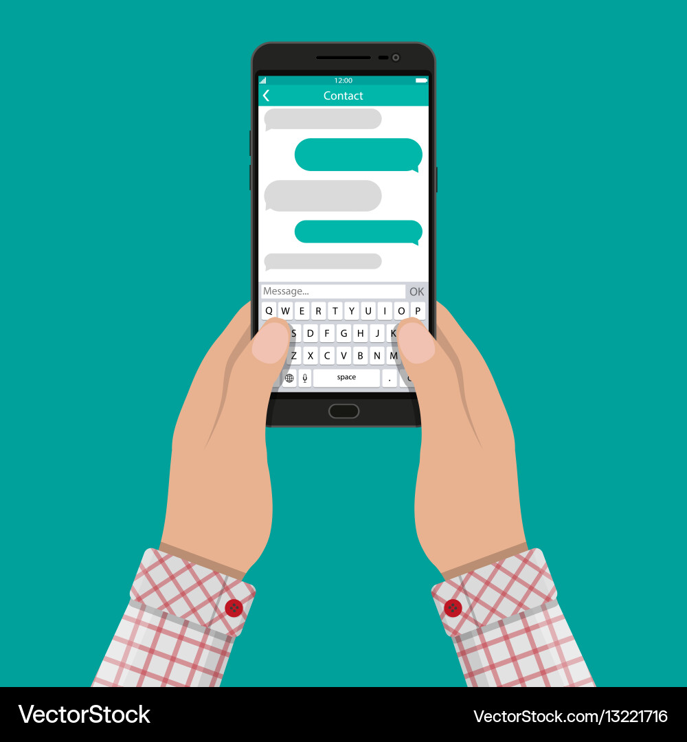 Hands Sending SMS Message vector image